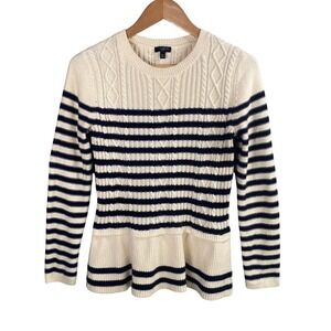 Talbots Sweater Medium Petite Cable Knit Old Money Preppy Fisherman Parisian